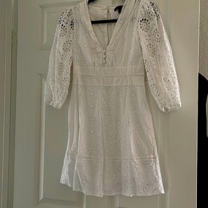 White eyelet mini dress